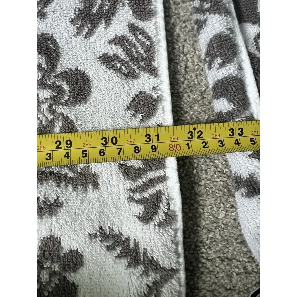2 Threshold Performance Cotton Reversible Floral Bath Towel Gray White 61 x 31